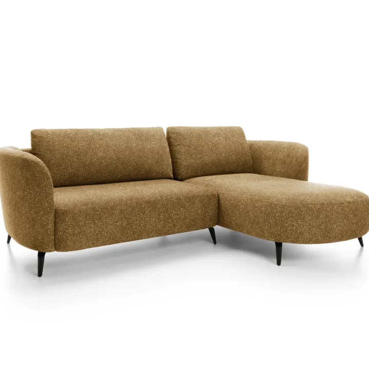Divano letto angolare destra 3 posti 260x180cm tessuto bouclè beige scuro Repose
