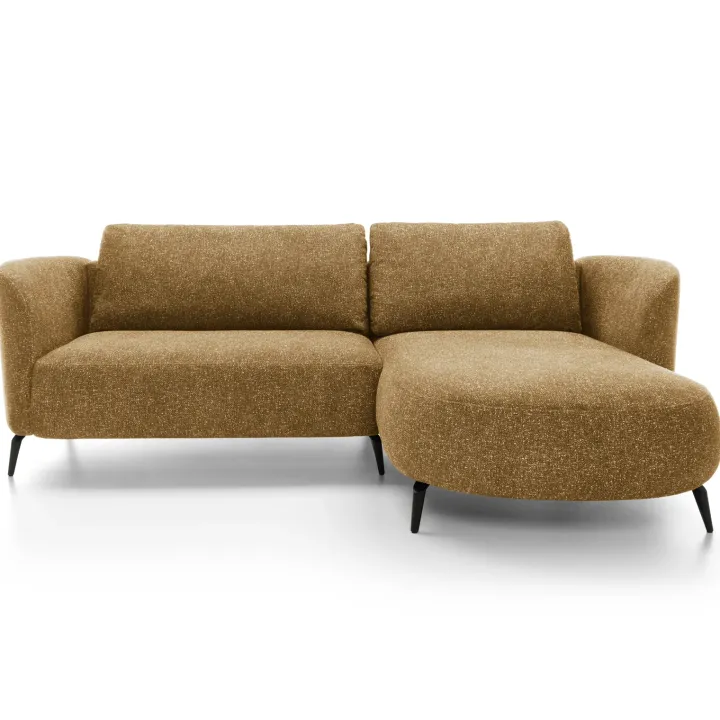 Divano letto angolare destra 3 posti 260x180cm tessuto bouclè beige scuro Repose