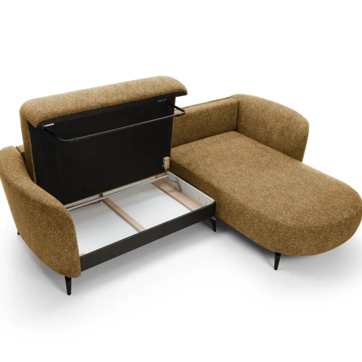 Divano letto angolare destra 3 posti 260x180cm tessuto bouclè beige scuro Repose