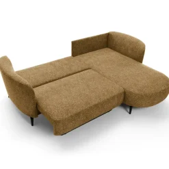 Divano letto angolare destra 3 posti 260x180cm tessuto bouclè beige scuro Repose