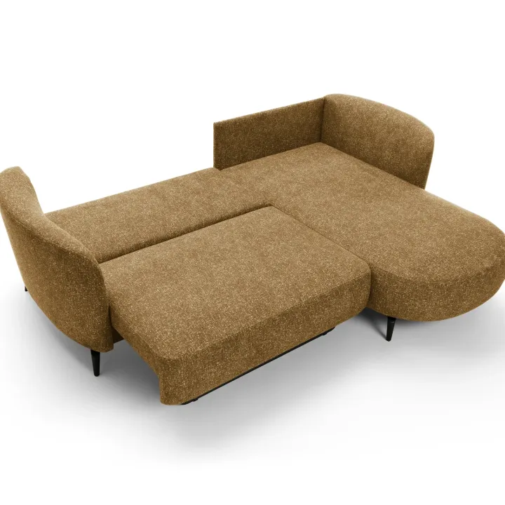 Divano letto angolare destra 3 posti 260x180cm tessuto bouclè beige scuro Repose