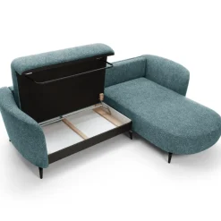 Divano letto angolare destra 3 posti 260x180cm tessuto bouclè azzurro Repose