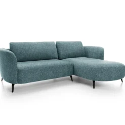 Divano letto angolare destra 3 posti 260x180cm tessuto bouclè azzurro Repose