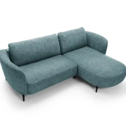 Divano letto angolare destra 3 posti 260x180cm tessuto bouclè azzurro Repose
