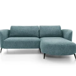 Divano letto angolare destra 3 posti 260x180cm tessuto bouclè azzurro Repose
