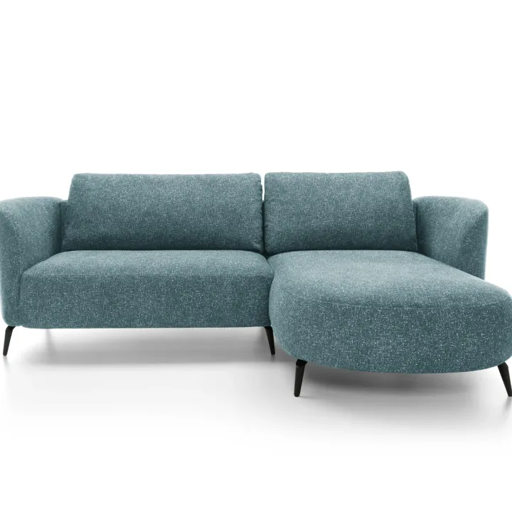 Divano letto angolare destra 3 posti 260x180cm tessuto bouclè azzurro Repose