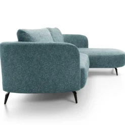 Divano letto angolare destra 3 posti 260x180cm tessuto bouclè azzurro Repose