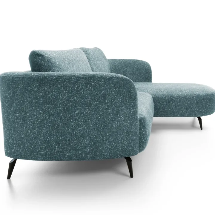 Divano letto angolare destra 3 posti 260x180cm tessuto bouclè azzurro Repose