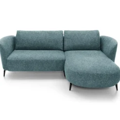 Divano letto angolare destra 3 posti 260x180cm tessuto bouclè azzurro Repose