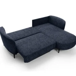 Divano letto angolare destra 3 posti 260x180cm tessuto bouclè blu Repose