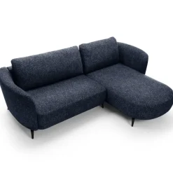 Divano letto angolare destra 3 posti 260x180cm tessuto bouclè blu Repose