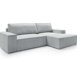 Divano letto angolare destra 3 posti 267x167cm velluto a coste grigio chiaro Relaxion