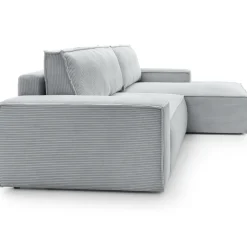Divano letto angolare destra 3 posti 267x167cm velluto a coste grigio chiaro Relaxion