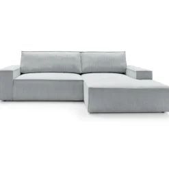 Divano letto angolare destra 3 posti 267x167cm velluto a coste grigio chiaro Relaxion