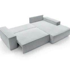 Divano letto angolare destra 3 posti 267x167cm velluto a coste grigio chiaro Relaxion