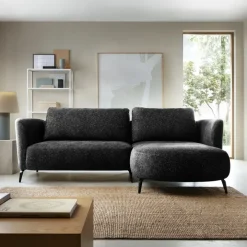 Divano letto angolare destra 3 posti 260x180cm tessuto bouclè antracite Repose