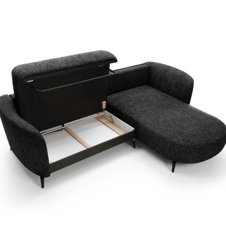 Divano letto angolare destra 3 posti 260x180cm tessuto bouclè antracite Repose