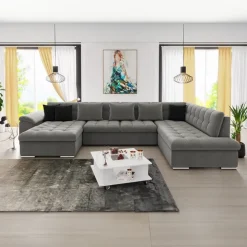 Divano letto angolare destra 5 posti 350x205cm grigio Agliana