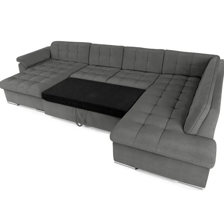 Divano letto angolare destra 5 posti 350x205cm grigio Agliana