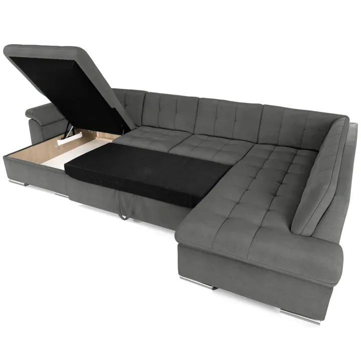 Divano letto angolare destra 5 posti 350x205cm grigio Agliana