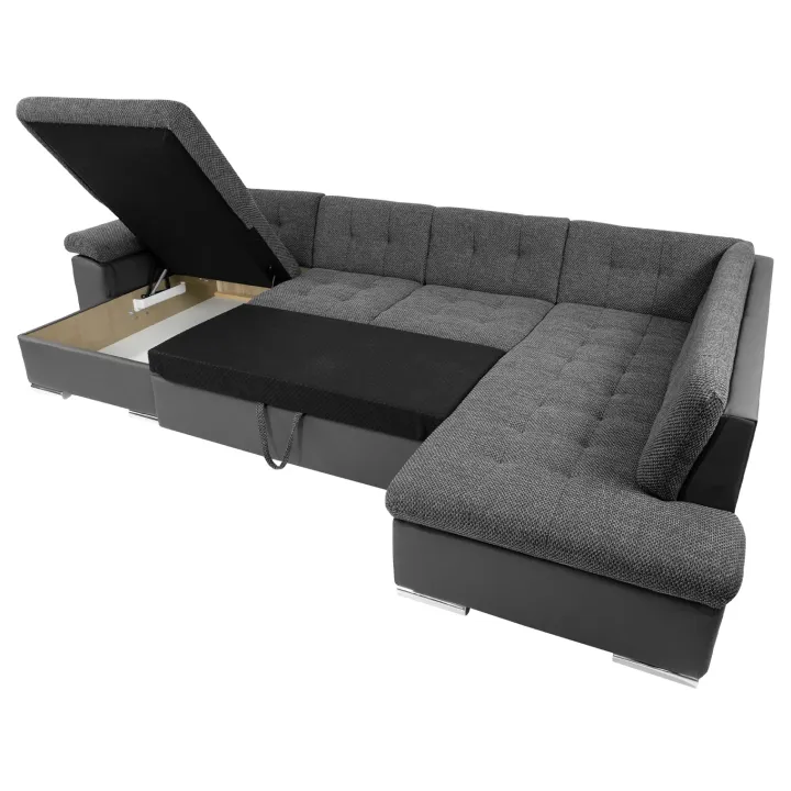 Divano letto angolare destra 5 posti 350x205cm grigio scuro Agliana