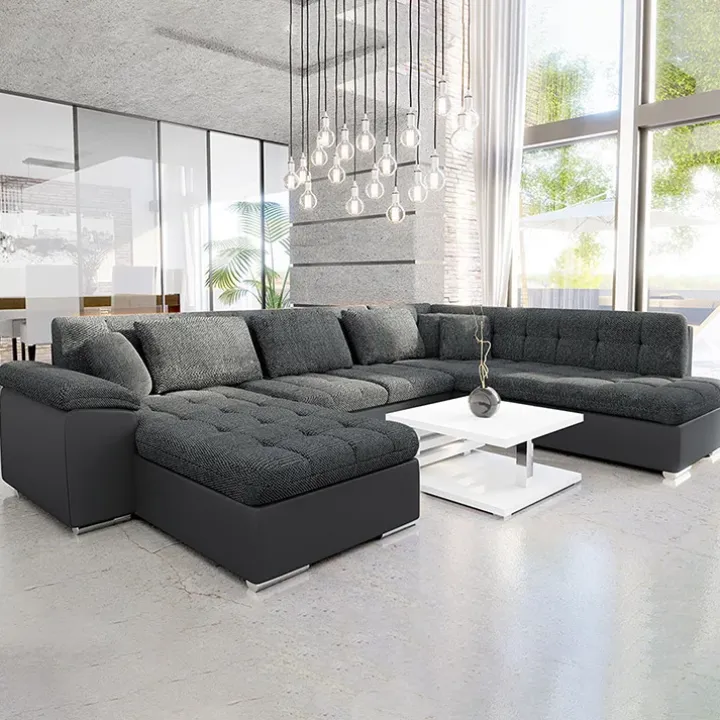 Divano letto angolare destra 5 posti 350x205cm grigio scuro Agliana