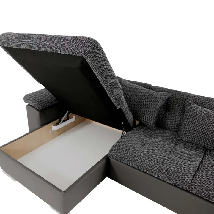 Divano letto angolare destra 5 posti 350x205cm grigio scuro Agliana