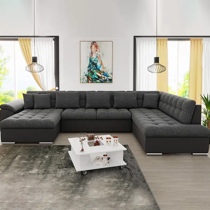 Divano letto angolare destra 5 posti 350x205cm grigio scuro Agliana