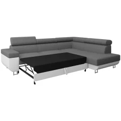Divano letto angolare destra matrimoniale 253x188cm grigio bianco Almese
