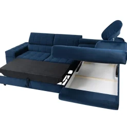 Divano letto angolare destra imbottito 271x203cm blu Canosio