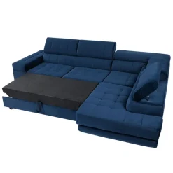 Divano letto angolare destra imbottito 271x203cm blu Canosio