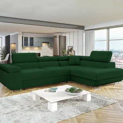 Divano letto angolare destra imbottito 274x203cm verde Bormio
