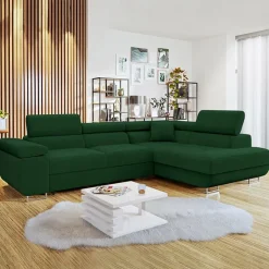 Divano letto angolare destra imbottito 274x203cm verde Bormio