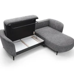 Divano letto angolare destra 3 posti 260x180cm tessuto bouclè grigio Repose