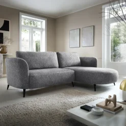 Divano letto angolare destra 3 posti 260x180cm tessuto bouclè grigio Repose
