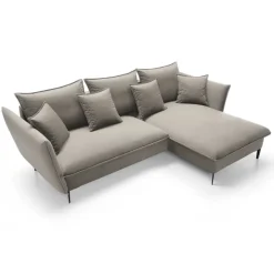 Divano letto angolare destro 3 posti 258x167cm tessuto beige Lushify
