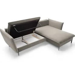 Divano letto angolare destro 3 posti 258x167cm tessuto beige Lushify