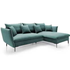Divano letto angolare destro 3 posti 258x167cm tessuto petrolio Lushify
