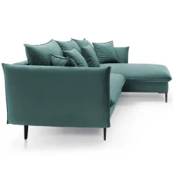 Divano letto angolare destro 3 posti 258x167cm tessuto petrolio Lushify