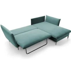 Divano letto angolare destro 3 posti 258x167cm tessuto petrolio Lushify