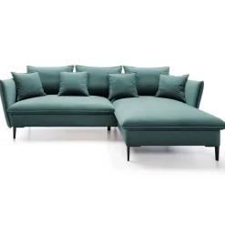 Divano letto angolare destro 3 posti 258x167cm tessuto petrolio Lushify