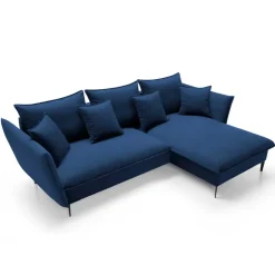 Divano letto angolare destro 3 posti 258x167cm tessuto blu Lushify
