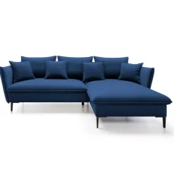 Divano letto angolare destro 3 posti 258x167cm tessuto blu Lushify