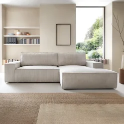 Divano letto angolare destro 3 posti 267x167cm velluto a coste beige Relaxion