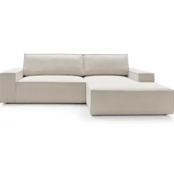 Divano letto angolare destro 3 posti 267x167cm velluto a coste beige Relaxion