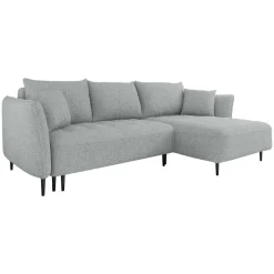 Divano letto angolare destro 3 posti 276x158cm tessuto grigio Angle