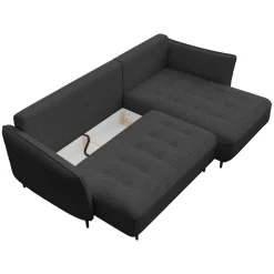 Divano letto angolare destro 3 posti 276x158cm tessuto grigio antracite Angle