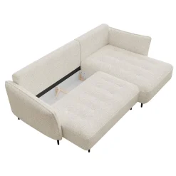 Divano letto angolare destro 3 posti 276x158cm tessuto beige Angle