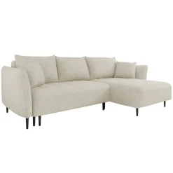Divano letto angolare destro 3 posti 276x158cm tessuto beige Angle