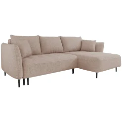 Divano letto angolare destro 3 posti 276x158cm tessuto rosa Angle